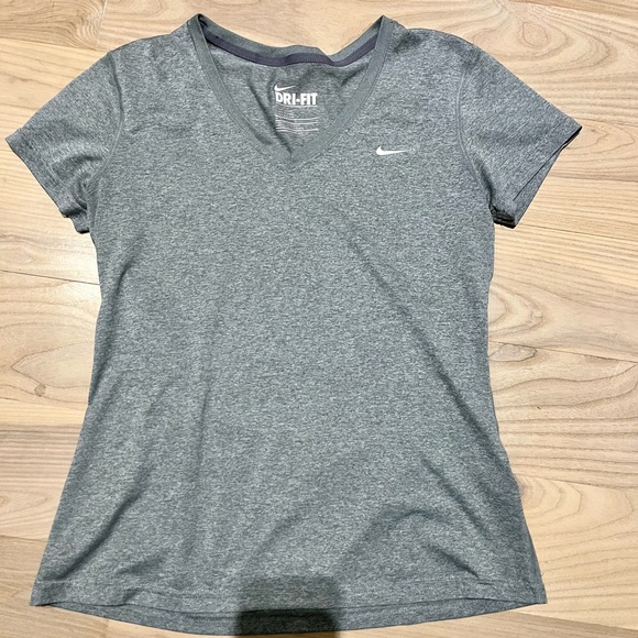 Nike Tops Nike Drifit Gray Short Sleeve Vneck Tshirt Poshmark